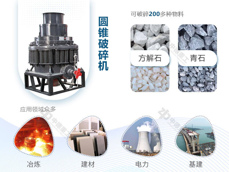 圓錐破能處理多種物料，且應用領(lǐng)域廣泛